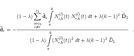 \begin{displaymath}
\widetilde{\bf d}_r = -
\frac{\displaystyle
(1-\lambda)
\su...
...^{(l)}(t))^2\;dt +
\lambda (k-1)^2 \; \widetilde{D}_1
}\;\;\;.
\end{displaymath}